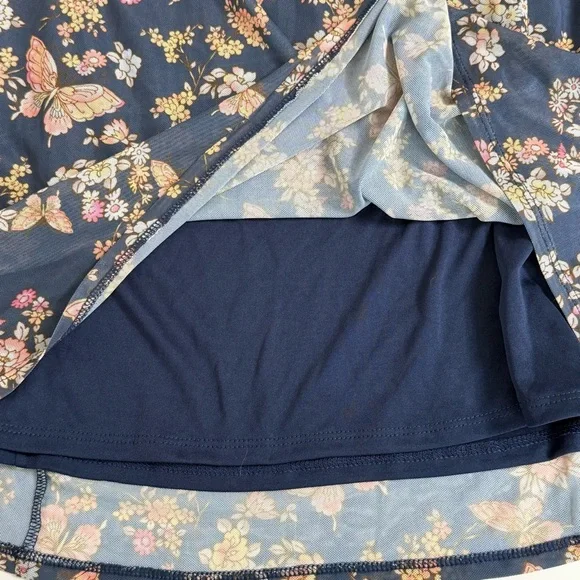 NWT Live To Be Spoiled Butterfly Mesh Overlay Midi Slip Dress Navy Floral Large - Picture 7 of 15